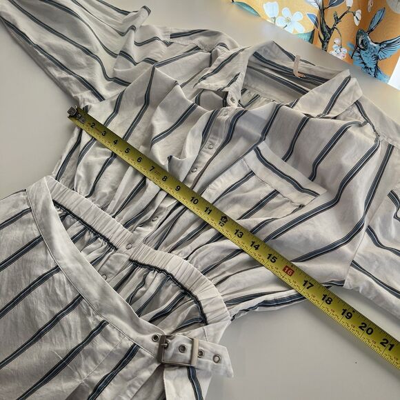 Free People High Vibrations Shirt Dress Wrap Skirt Belted Medium Striped Preppy - Picture 9 of 10